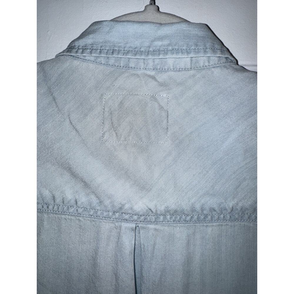 Rails Ingrid Raw Light Vintage Shirt Blue Raw Hem Long Sleeve Button Down Sz S - Picture 8 of 12